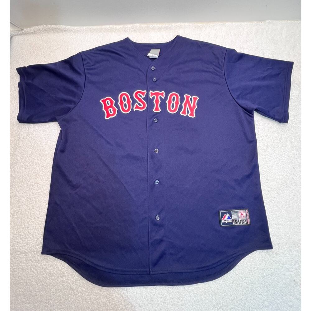 VTG Boston Red Sox Kevin Youkilis #20 Majestic MLB Men Baseball Jersey, Blue 2X